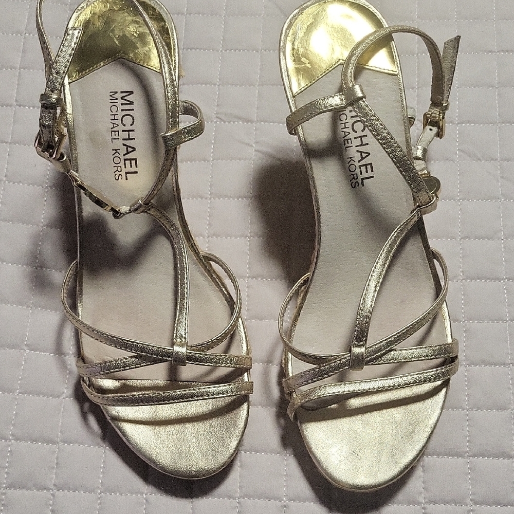 Michael Kors Gold and Tan Wedges - Picture 3 of 6